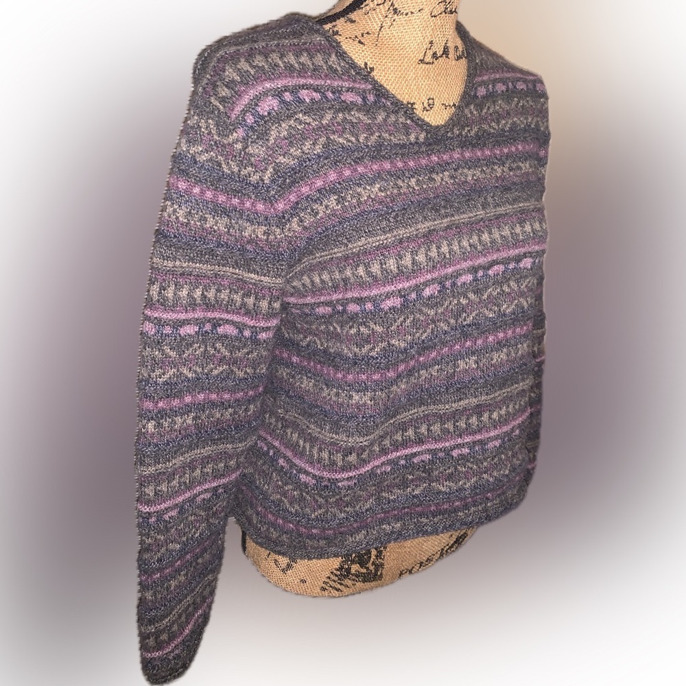 Eddie Bauer Women’s Grandpa Fisherman Patterned Knit Sweater Fair Isle Nordic M